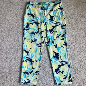 Pappagallo floral Capri pants size 14 aqua blue and lime green